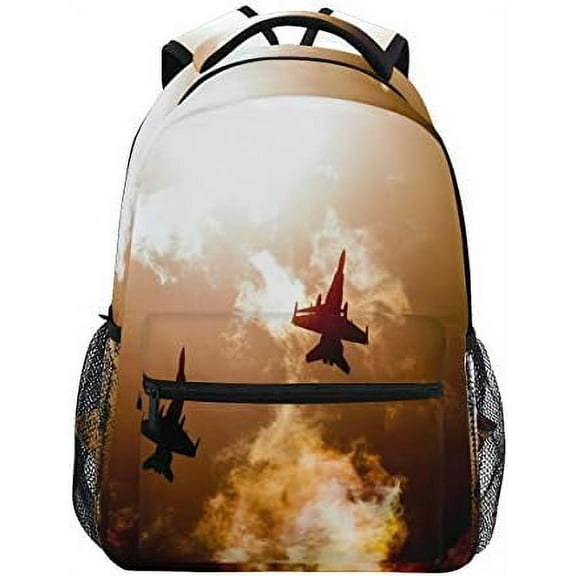Jet Fighter Jet Raaf Hornets School Backpack Stylish Plane On Setting Sun Bookbag Cool Aircraft Backpack Funny Student Backpack for Students Travel Hiking Camping Daypack