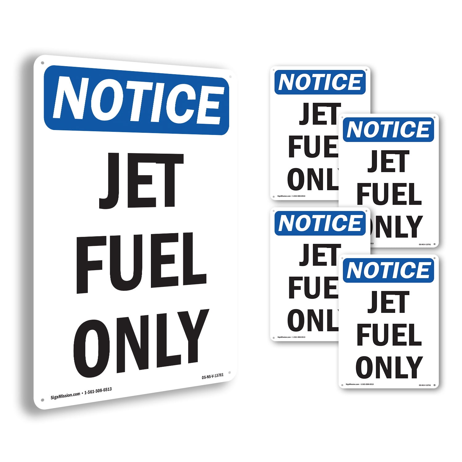 Jet Fuel Only OSHA Notice Rigid Plastic Sign 18 Inch x 12 Inch - 5 Pack ...