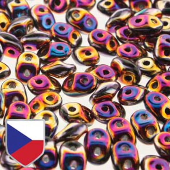 Jet Full Sliperit Superduo Beads w/ Czech Shield DU0523980-29503CS-TB