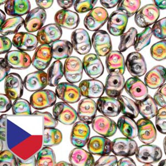 Jet Full Vitrail Superduo Beads w/ Czech Shield DU0523980-28103CS-TB