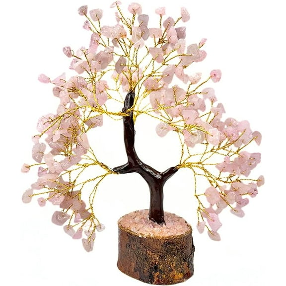 Jet Gemstone Rose Qyartz Tree for Positive Energy - Feng Shui Decor, Fake Bonsai, Crystals and Healing Stones, Money Tree, Room Decor 7 Chakra, Stone, Healing Crystals, Spiritual Gifts