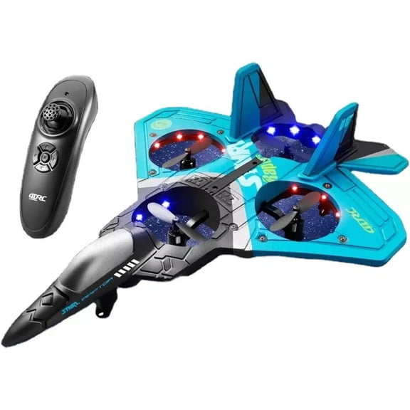 Jet Glider, Remote Control Airplane for Adults with Foam Body & Easy Fly Mode, Stunt Drone for Beginners, 2.4GHz RC Planes for Outdoor Flight (Blue)