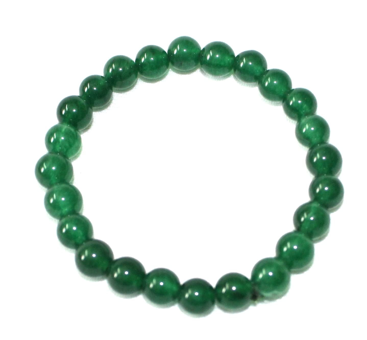 JET INTERNATIONAL Jet Green Jade 8mm Beads Bracelet 6 inch Long Stress Relief Pain Relief Harmony Cheerfulness Inspiration
