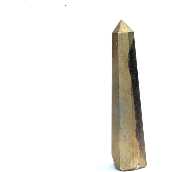 Jet Green Pyrite Obelisk Gemstone Crystal Tower
