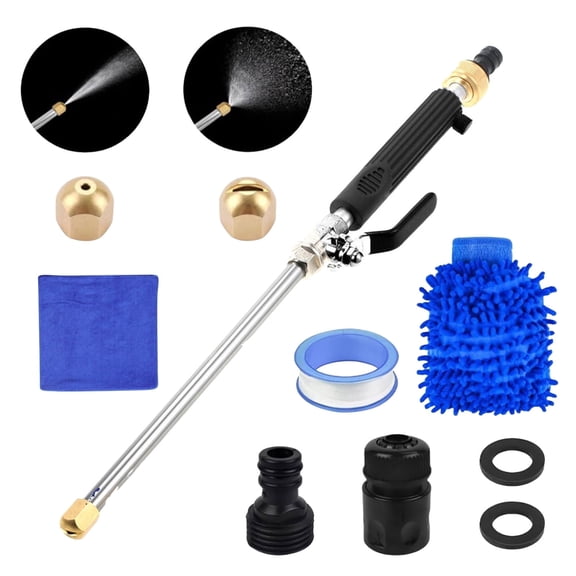 High Pressure Hose Nozzle for Garden Hose, Pressure Washer Hose Attachment with 2 Nozzles, Power Washer Nozzle Wand, High Pressure Water Hose Nozzle for Car Washing, Patio, Driveway & Lawn