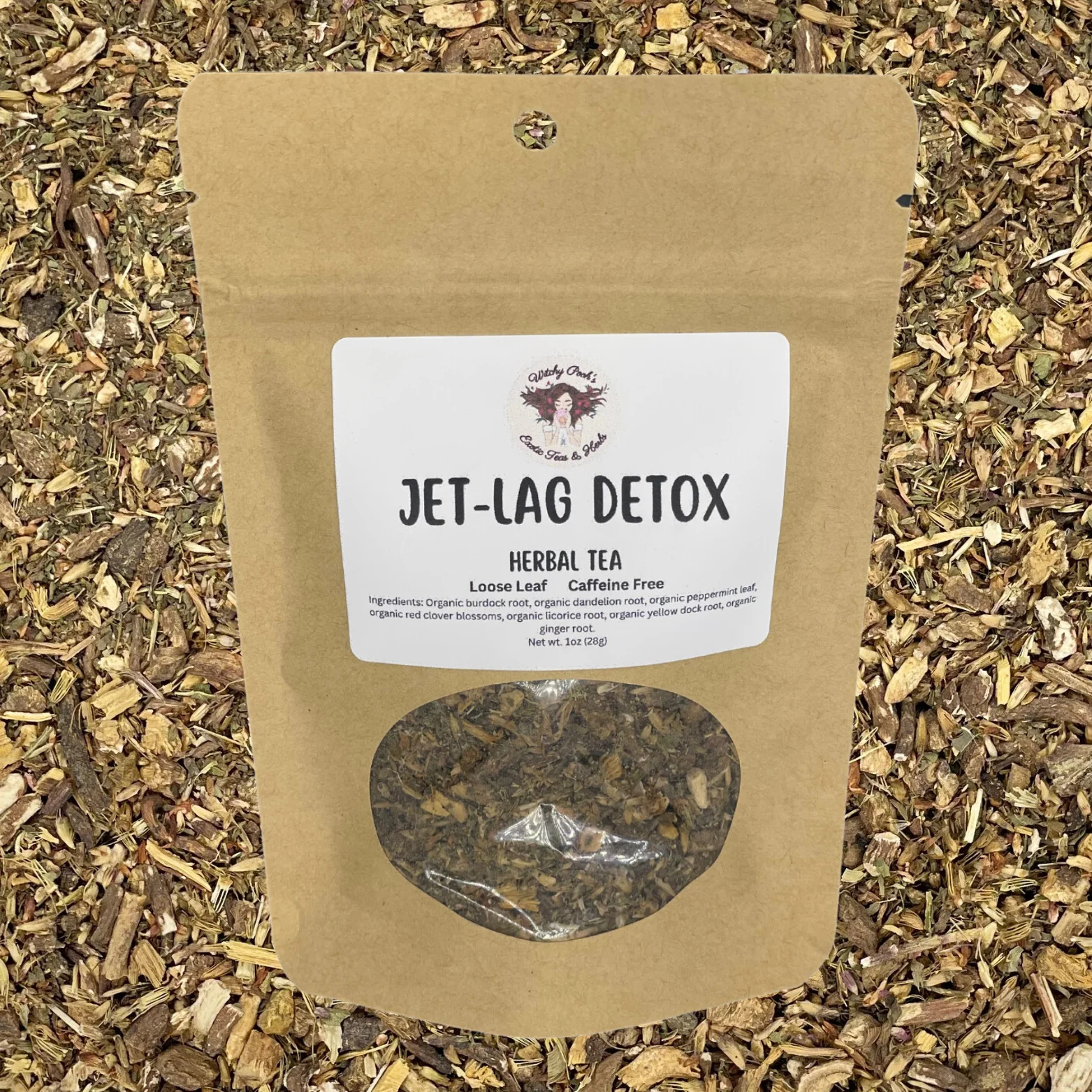 JetLag Relief Loose Leaf Organic Herbal Detox Functional Tea, Caffeine