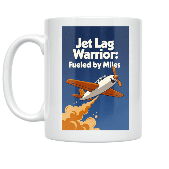 Jet Lag Warrior: Fueled by Miles - Travel Enthusiast - 11 oz Ceramic Coffee Mug