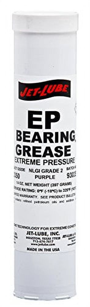 Jet-Lube 30350 EP Bearing Grease, Industrial Grade, 0 to 325 degrees F, 2 NLGI Number, 14 oz Cartridge, Purple - image 1 of 1