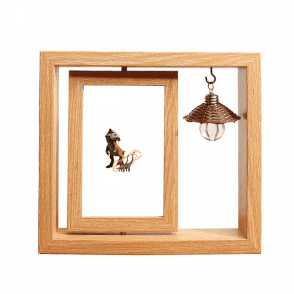 Jet Menacing Dinosaur Form Wooden Rotating Picture Photo Frame 4x6