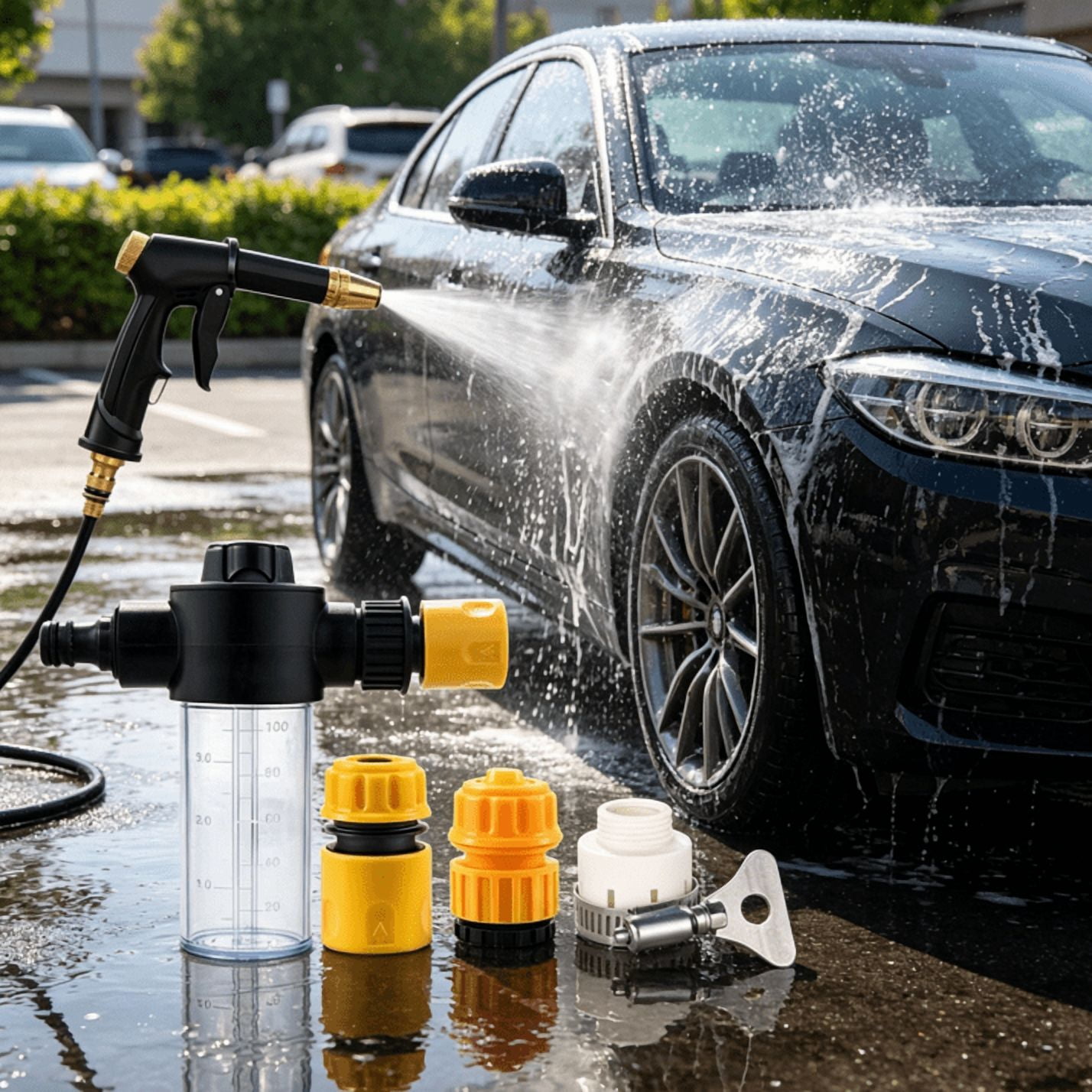Jet Nozzle Power Washer for Garden Hose, 2026 New Pressure Washer Wand with Foam Cannon and 4 Adjustable Nozzles, for Car Washing Patio Garden Outdoor Cleaning