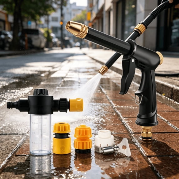 Jet Nozzle Power Washer for Garden Hose, 2026 New Quick Click Pressure Wand Kit with Foam Sprayer & 4 Adjustable Nozzles, for Auto Detailing and Outdoor Surface Clean