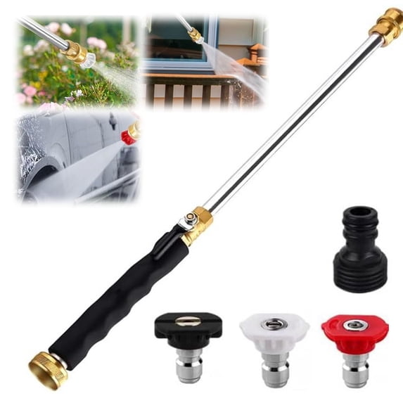 Jet Nozzle Power Washer for Garden Hose, 2026 Pressure Washer Wand with 3 Interchangeable Nozzles, Pressure Washer Nozzle with Adjustable Spray Patterns for Patio Garden Outdoor Cleaning
