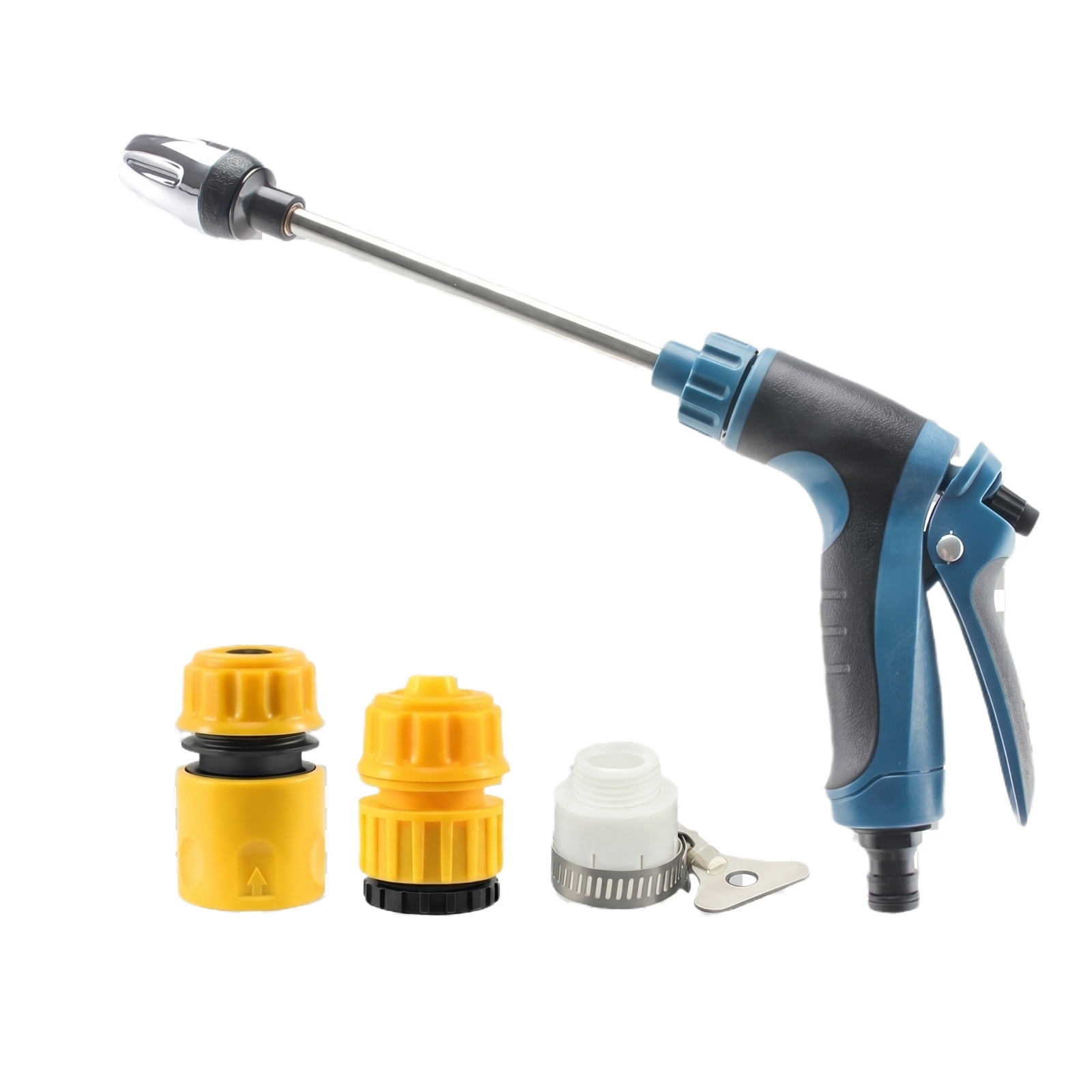 Jet Nozzle Power Washer for Garden Hose High Pressure Hose Nozzle Multi Function Sprayer Gun for Lawn Yard Car Pet Cleaning with T8 Long Rod and Plastic 3-Joint Connector