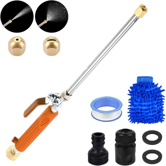 Jet Nozzle Power Washer for Garden Hose, Jet Nozzle High Pressure Hose Nozzle, High Pressure Hose Nozzle, Garden Hose Pressure Washer, for Car, Garden and Window (Orange)