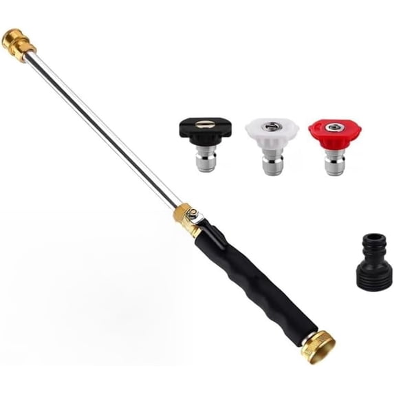 Jet Nozzle Power Washer for Garden Hose, Pressure Washer Attachment with 3 Spray Tips & Quick Connect, Brass High Pressure Hose Wand for Car Wash, Patio, Driveway, Lawn Cleaning