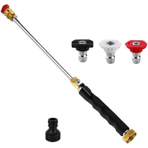 Jet Nozzle Power Washer For Garden Hose, Professional Three-Nozzle Power-Boosting Garden Hose High-Pressure Washer Wand,Lightweight Metal Wand with Universal Brass Connectors (1pc)