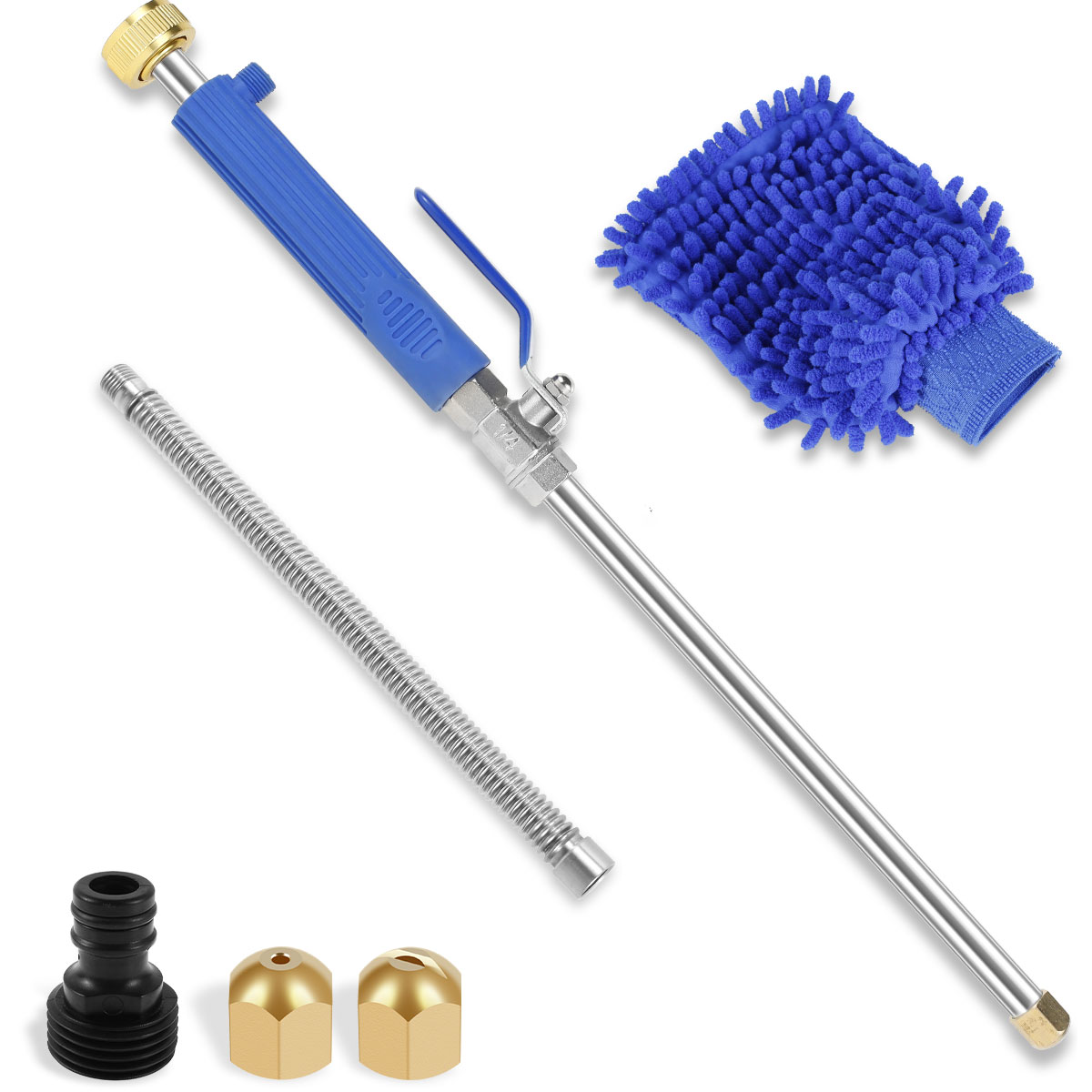 Jet Nozzle Power Washer Portable High Pressure Washer Wand with 2 Nozzles Metal Watering