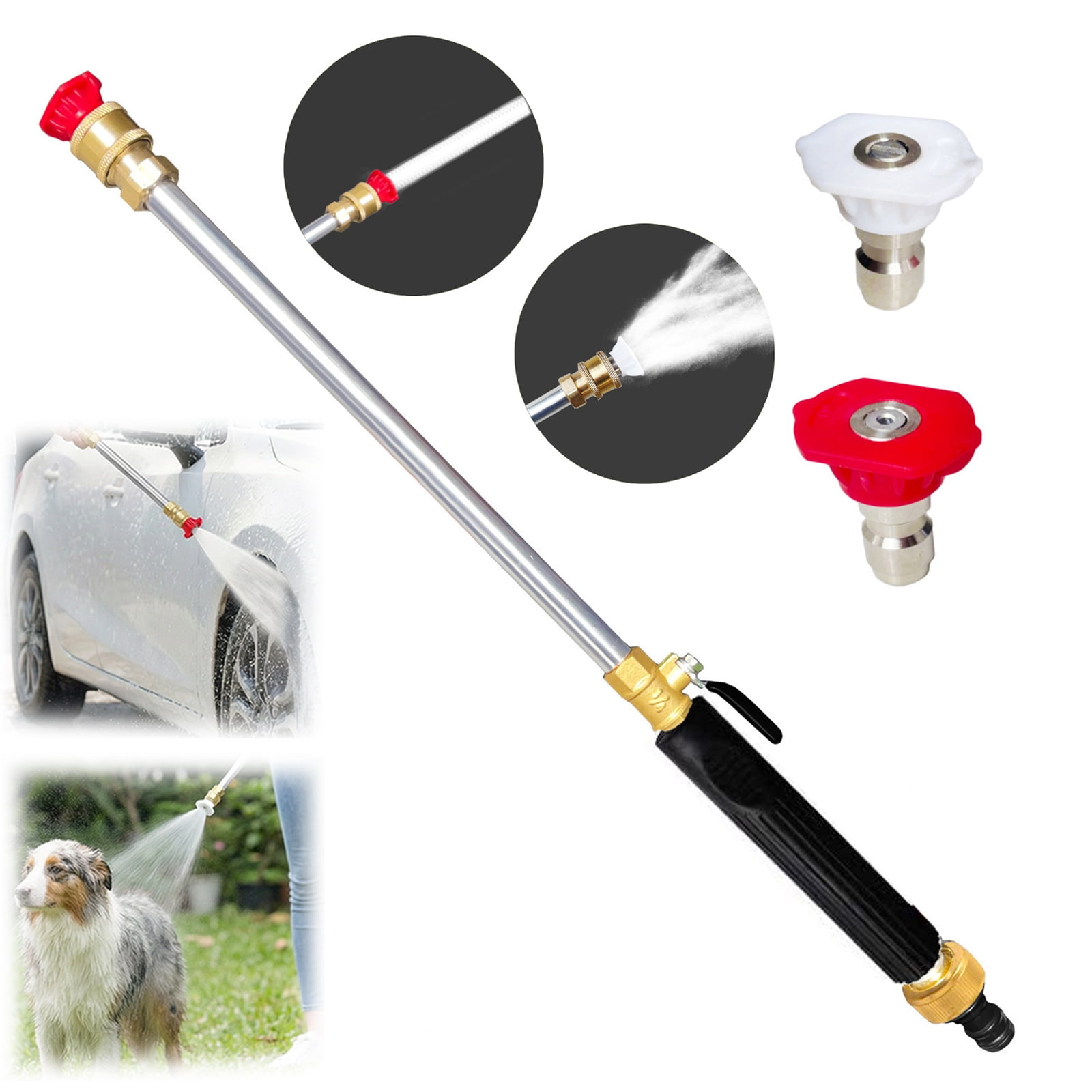 Jet Nozzle for Garden Hose – High Pressure Hose Nozzle with 2 Nozzles for Patio(Black)