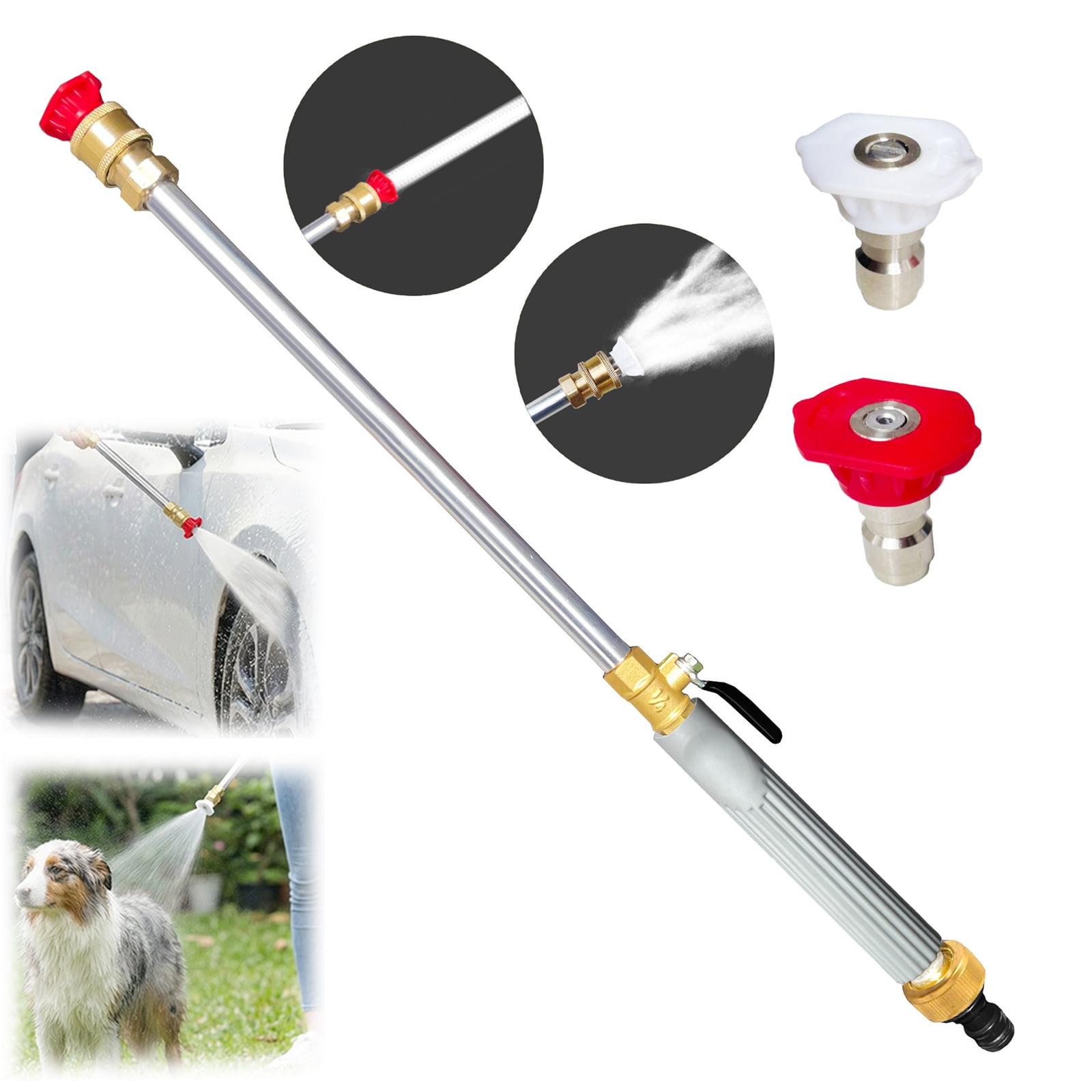 Jet Nozzle for Garden Hose – High Pressure Hose Nozzle with 2 Nozzles for Patio(Gray)