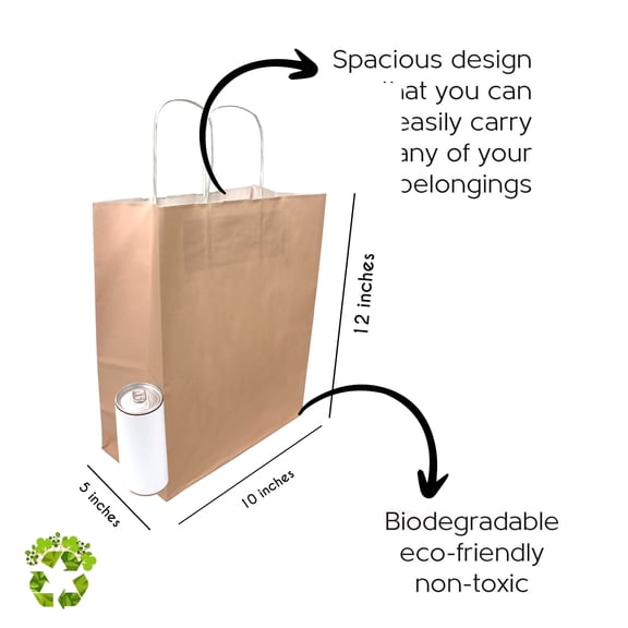Jet Paper Bags [50 PCS] 10" x 5" x 12H- PINK Colored Kraft Paper Shopping Bag with Twisted Handles for Gift, Merchandise, Birthday, Christmas, Wedding, Party Favor, Thank You and More