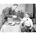 thumbnail image 1 of Jet Pilot Janet Leigh and John Wayne smoking cigarettes in kitchen 8x10 photo, 1 of 1