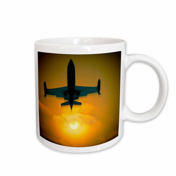 3drose, Jet Plane Eclipse Sun Moon, 11oz Mug