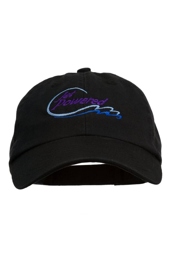 Jet Powered with wave Embroidered Washed Cap - Black OSFM