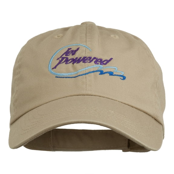 Jet Powered with wave Embroidered Washed Cap - Khaki OSFM