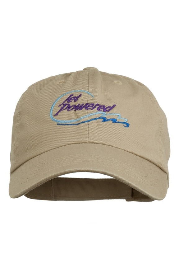 Jet Powered with wave Embroidered Washed Cap - Khaki OSFM