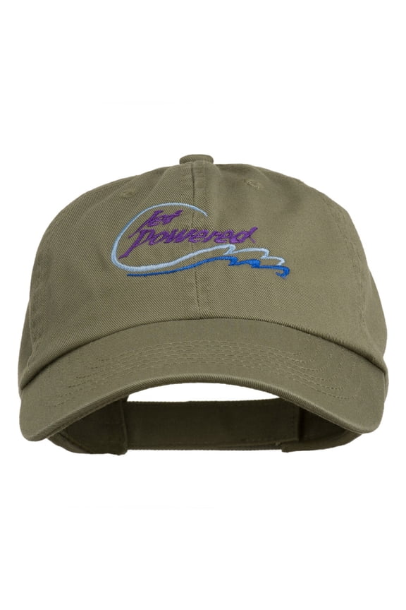 Jet Powered with wave Embroidered Washed Cap - Olive OSFM