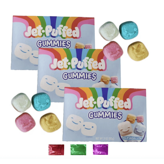Jet-Puffed Marshmallow Flavored Soft Chewy Gummies Assorted Colors 3-Pack 3 oz