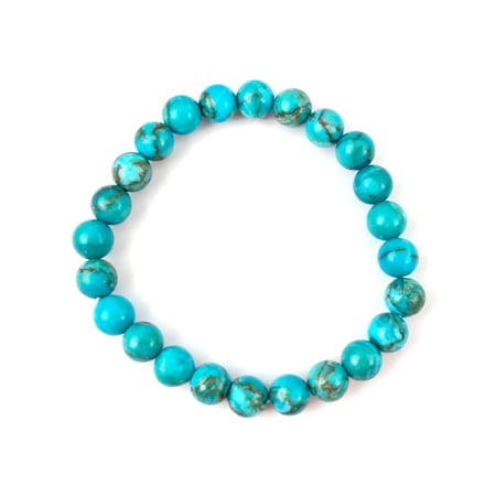 Jet Round Beads Turquoise Stretch Healing Medical ID Bracelet
