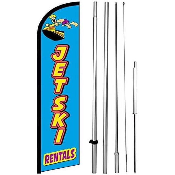 Jet SKI RENTALS - Windless Swooper Feather Flag 15' Tall Pole Kit Banner Sign bf-h$$Other