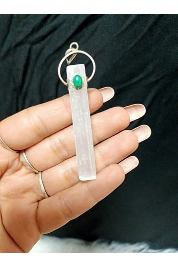 Jet Selenite malachite Rough Crystal Pendant Real Gemstone Chakra Healing Charm diwali Gift christmas gift Birthday gift