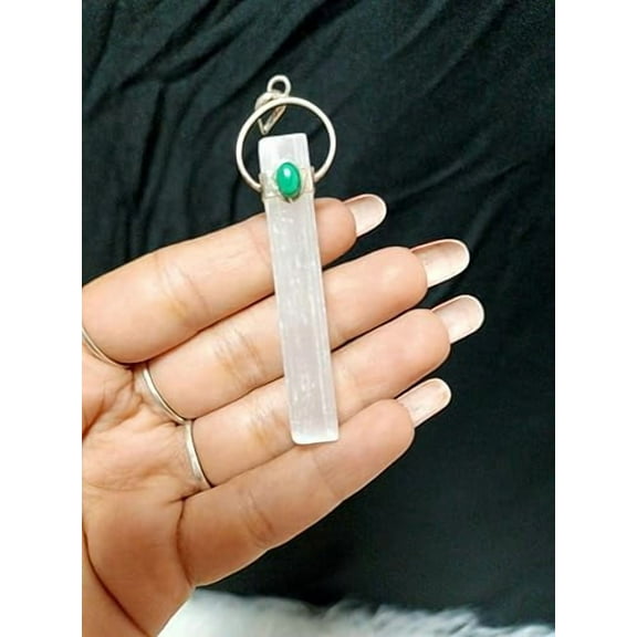 Jet Selenite malachite Rough Crystal Pendant Real Gemstone Chakra Healing Charm diwali Gift christmas gift Birthday gift