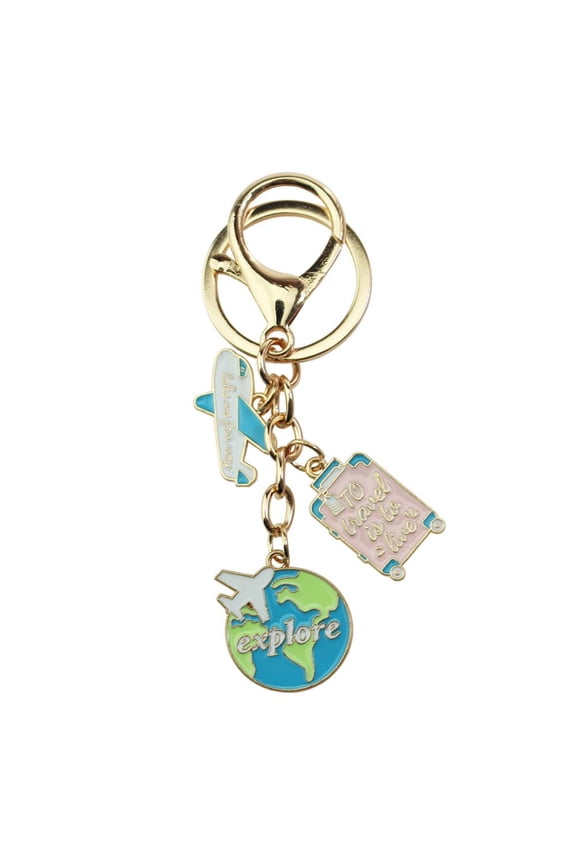 Jet Set Enamel Keychain - Motivational Quote Keyring for Luggage, Bags & Travel Gifts