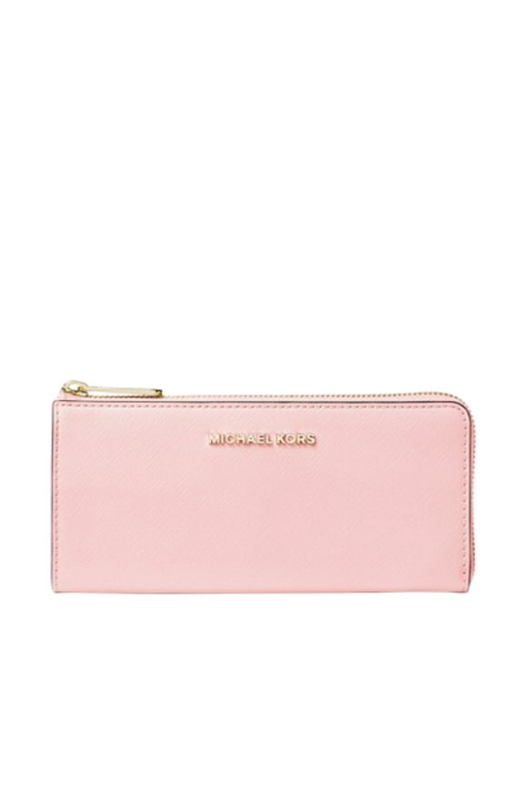 Jet Set Travel Large Leather Three Quarter Zip Wallet (Powder Blush/Gold Tone)