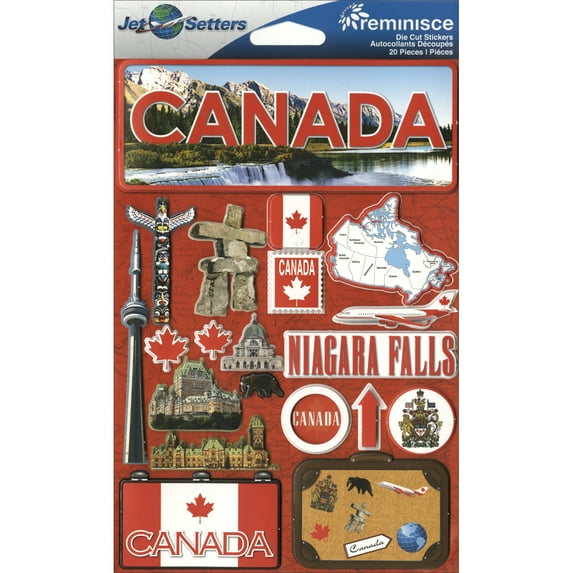Jet Setters Dimensional Stickers-Canada, Pk 3, Reminisce