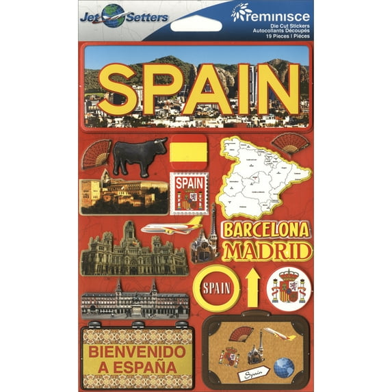 Jet Setters Dimensional Stickers-Spain, Pk 3, Reminisce