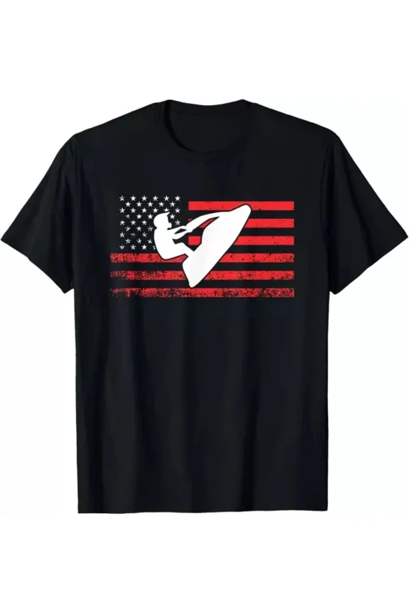 Jet Ski American Flag Funny Jet Skiing Shirt Unisex S-5XL Hot Trending Shirt, Vintage Birthday Gift