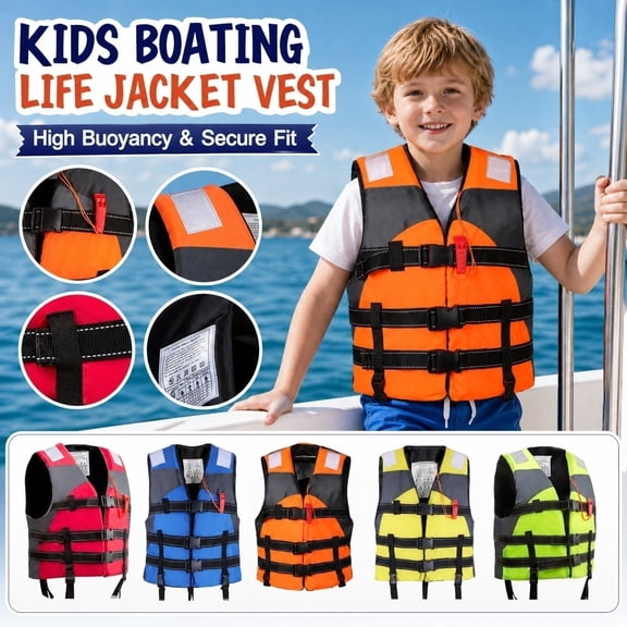 Jet Ski Life Vest Kayak Life Jacket Bright Blue Universal Fit for Canoeing Tubing Whitewater Sports and Summer Gift with Adjustable Straps and Quick Release Buckles