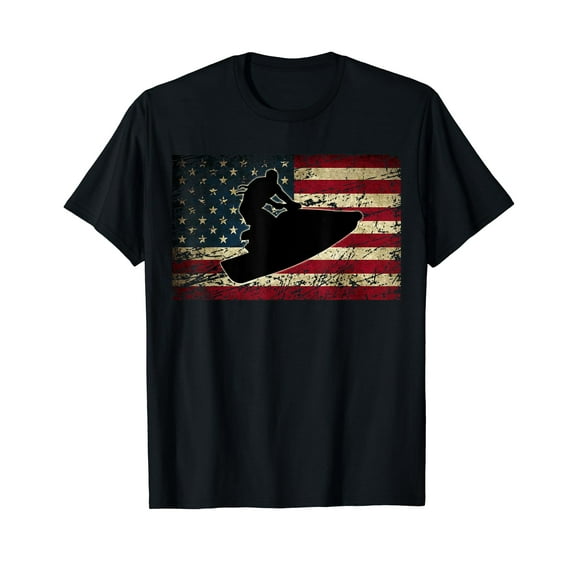 Jet Ski Shirt with American USA Flag Jetski T-Shirt