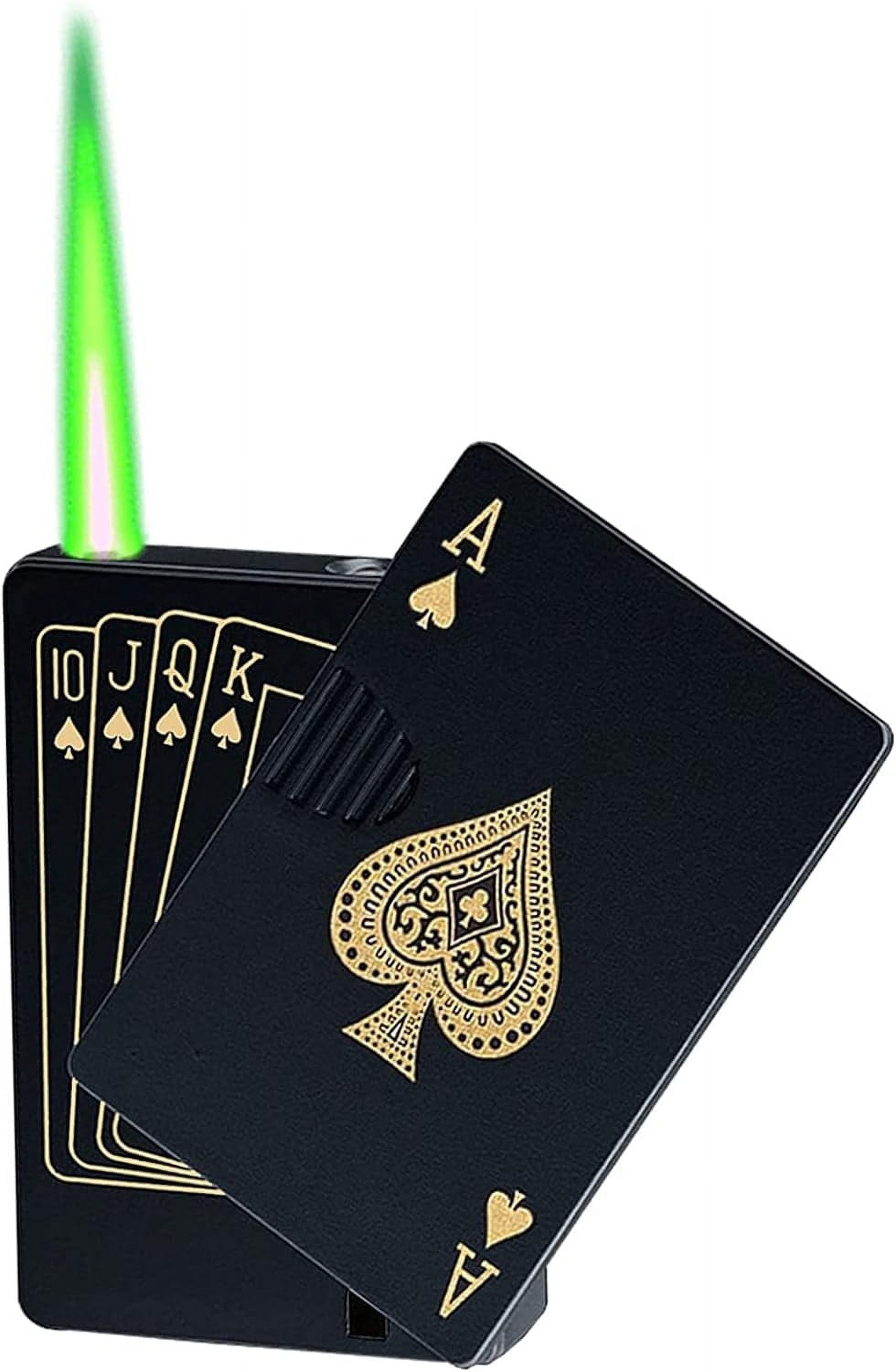 Jet Torch Butane Lighter,Green Flame Ace Card Lighter Windproof