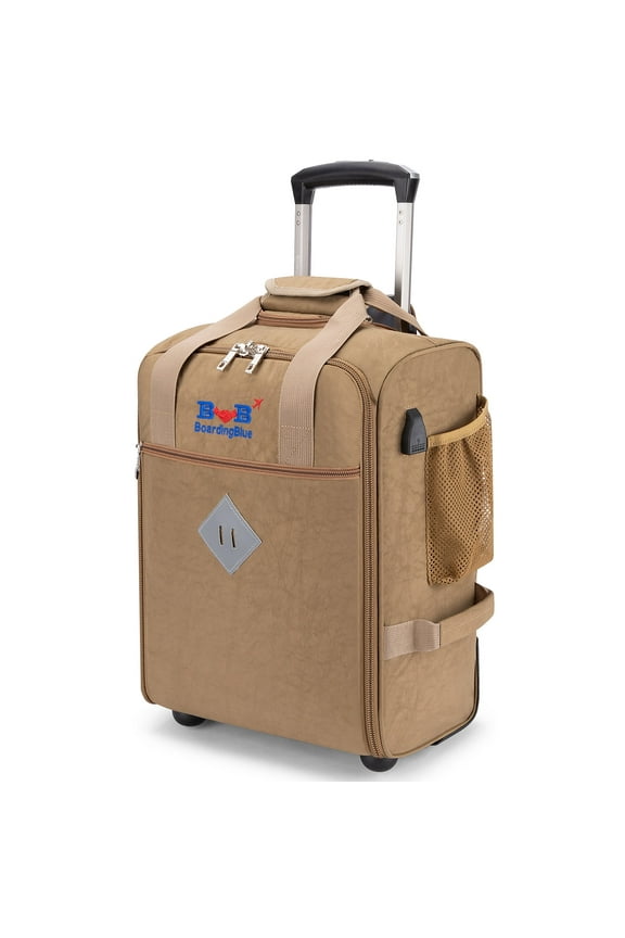 For JetBlue Airlines 17x13x8 Inches Rolling Personal Item Underseat Rolling Travel Bag - Suitable for Major Airlines including Spirit, Jetblue and Frontier- Duffel Bag Design (Beige)