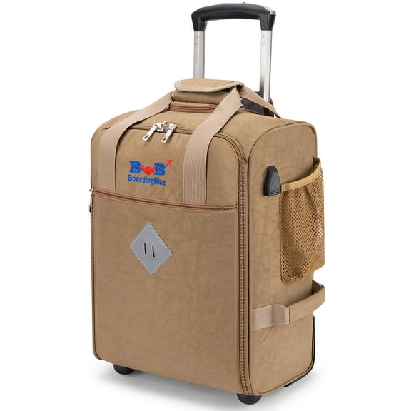 For JetBlue Airlines 17x13x8 Inches Rolling Personal Item Underseat Rolling Travel Bag - Suitable for Major Airlines including Spirit, Jetblue and Frontier- Duffel Bag Design (Beige)