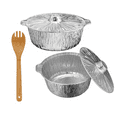 thumbnail image 1 of JetFoil Aluminum Round Foil Pot with Lid – Perfect for Thanksgiving, Camping, and Baking with 2-FREE Bamboo Spork for Easy and Efficient Meal Prep! - 4Qtz - Medium - 4 Count, 1 of 9