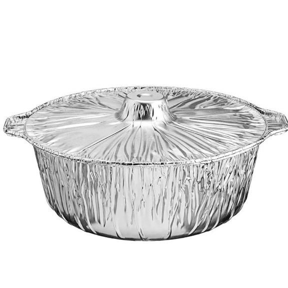 5.5 Qt Foil Cooking Pot with Lid X-Large for Catering & Meal Prep: 2 Counts