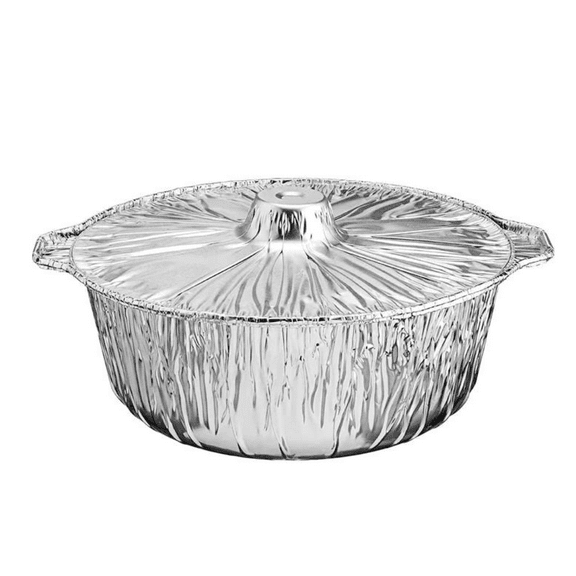 JetFoil Disposable Aluminum Pot with Lid Complete Set Good to use on Stove-Excellent for Small Kitchens, Truckers, Camping, RVs &Take-out (Large-5 Qtrz: Qty-12)