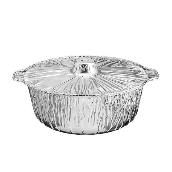JetFoil Disposable Aluminum Pot with Lid Complete Set Good to use on Stove-Excellent for Small Kitchens, Truckers, Camping, RVs &Take-out (Medium: Qty-8)