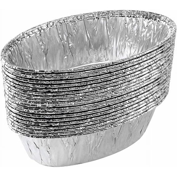 JetFoil Small Size 2lb Oval Disposable Aluminum Loaf / Challah Tin Foil Baking Pans Bakeware - Cookware Perfect for Baking Cakes, Brownies, Bread, Meatloaf :20 Pns